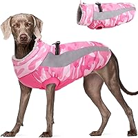 Vista 7 de FUAMEY Chaquetas de invierno para perros grandes, abrigo para perro con arnés integrado, trajes de nieve impermeables para perros, chaqueta cálida