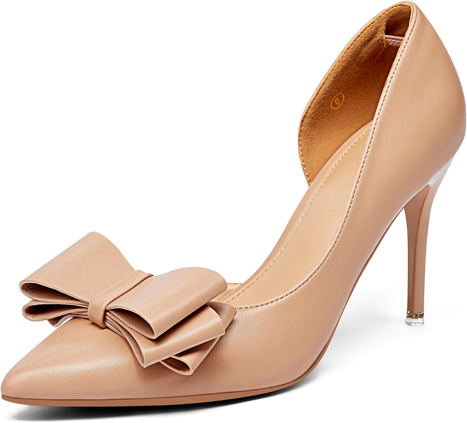 Womens Bow Heels Closed Pointed Toe Dress Shoes Stiletto Slip on Wedding Pumps - Image 3