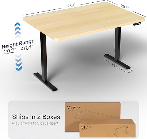 Vista 629 de VIVO DESK-KIT-1W6G - Escritorio eléctrico de pie de 60 x 24 pulgadas, ajuste de altura de memoria, serie 1B, parte superior de nogal oscuro de una
