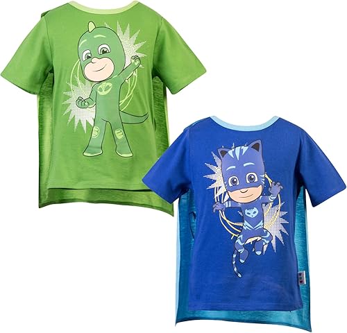 PJ Masks Camiseta de manga corta 2 Pack de PJMASKS Catboy & Gekko camisetas sin cabeza de manga corta