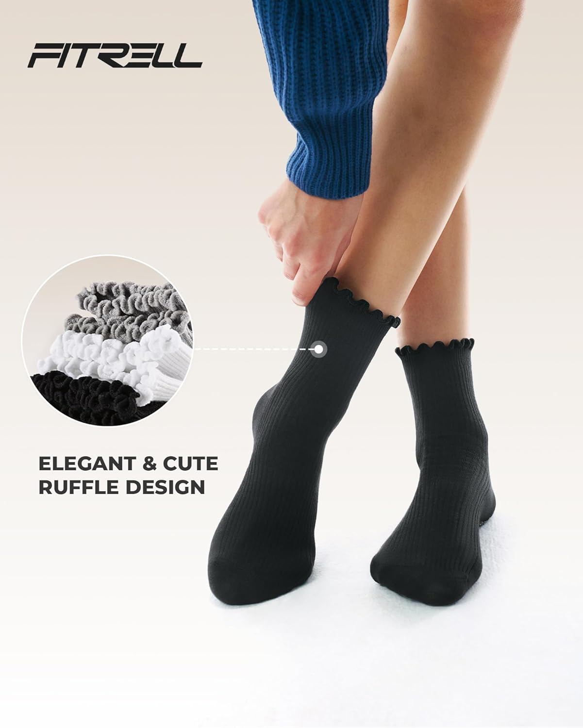 FITRELL 6 Pairs Ruffle Socks, Womens Soft Breathable Cute Lettuce Ankle Crew Frilly Socks - Image 4