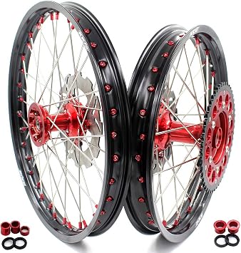 KKE 21-19 Casting MX Wheels Set for CRF250R 2004-2013 CRF450R 2002-2012 CR125/250 02-13 Rear 240MM Brake Discs