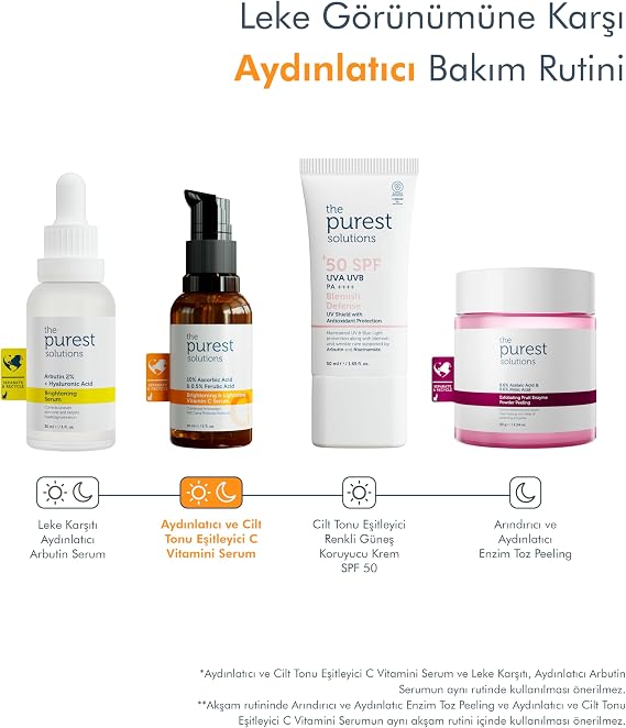 The Purest Solutions, Vitamin C Brightening and Skin tone Synchronizer Skin Care Serum 30 ml (10% Ascorbic Acid & Ferulic Acid 0.5%)