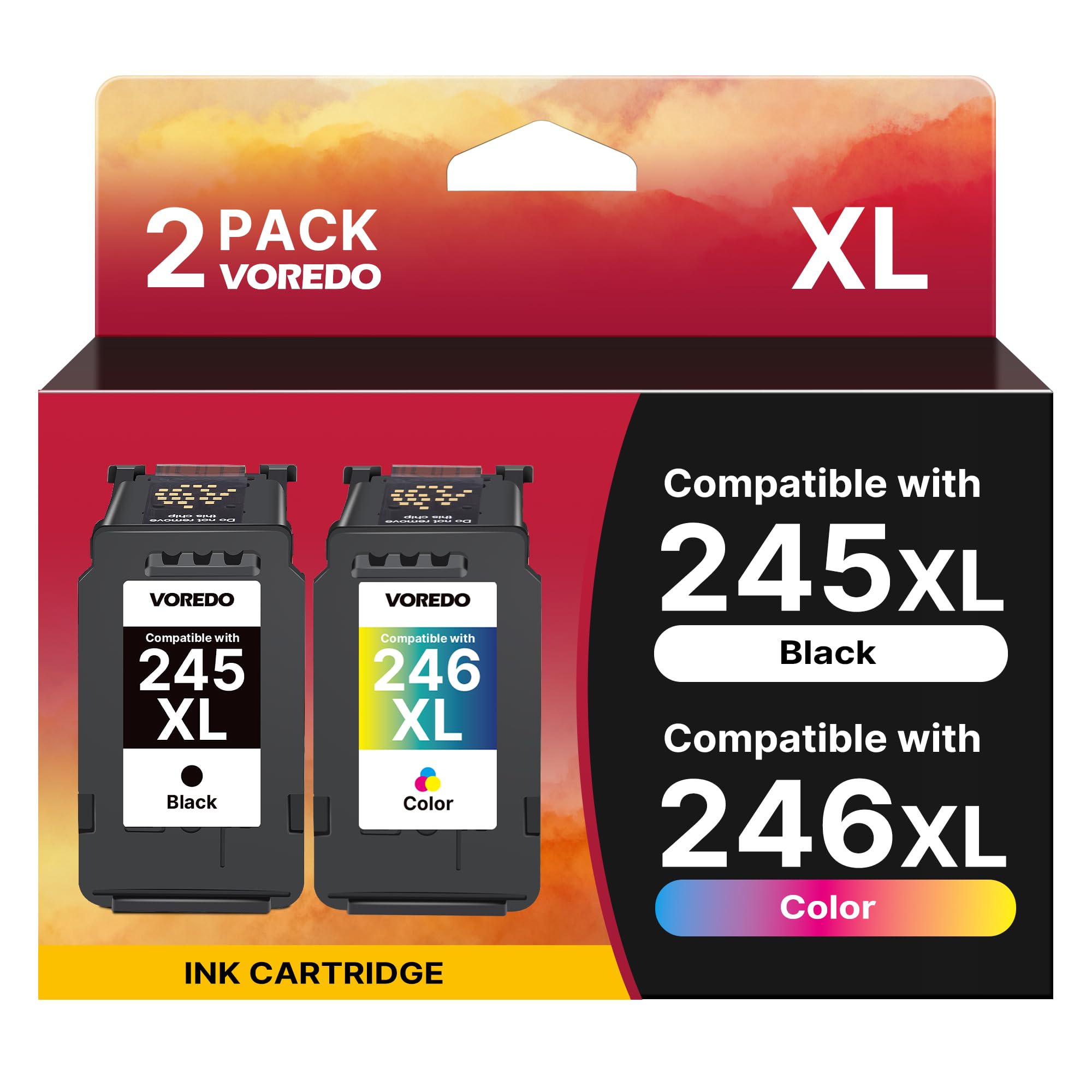 245 246 XL Compatible for Canon Ink 245 246 for Canon 245XL 246XL Ink Cartridge PG245 CL246 PG CL for Canon Pixma MX492 MX490 TS3420 MG3022 MG2522 TR4520 TR4522 TR4527 MG2922 Printer (Black, Color)