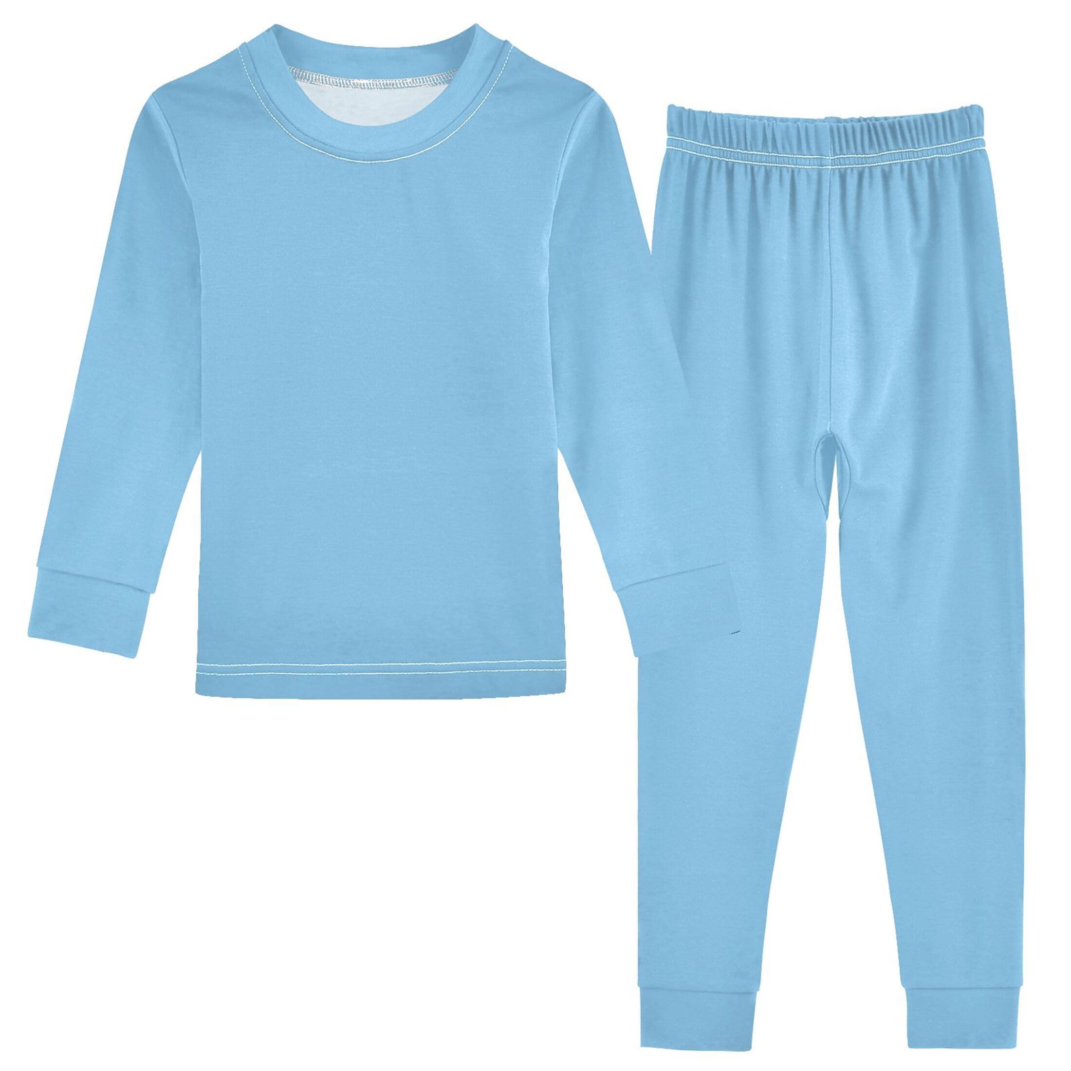 Light Sky Blue Long Sleeve Pajamas Set Sleepwear Jammies 2pcs Set Pjs Light Sky Blue