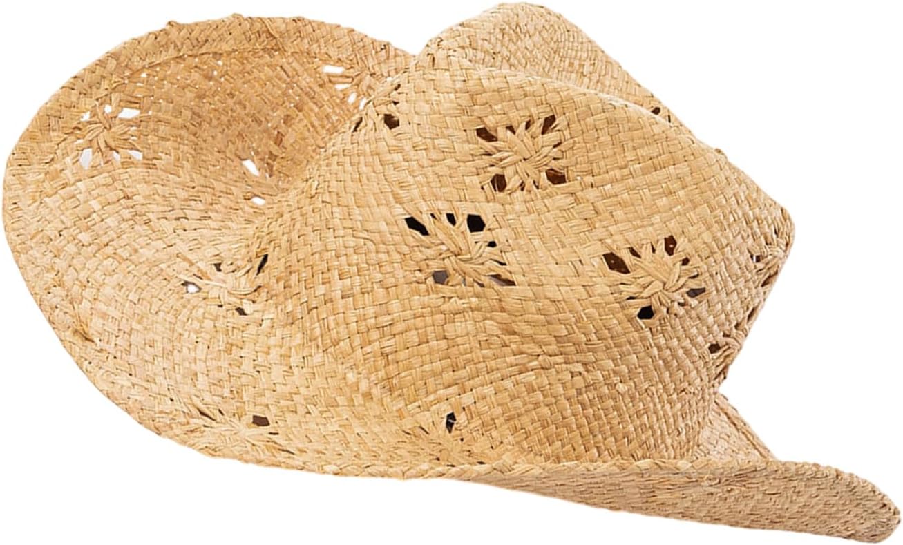 Raffia Straw Hat Sun Blocking Adjustable Breathable Wide Brims for Hiking Sailing Fashion Straw Sun Hat for Hiking