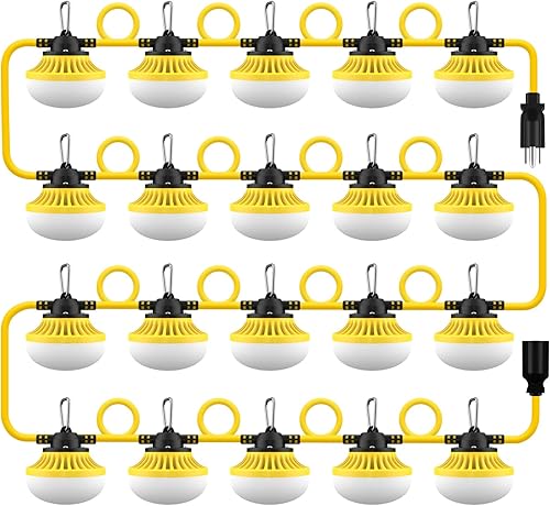 Miniatura 10 de Cadena de luces LED de construcción de 100 pies, 100 W, 10000 lm, grado industrial, mejor para sitios de construcción, renovación, minas, cuevas,