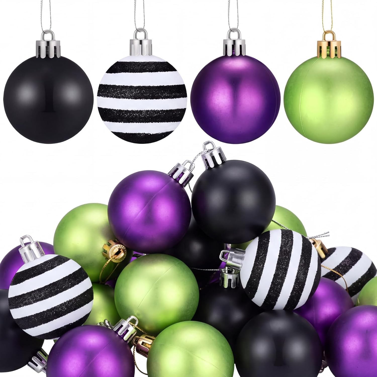 Civaner 12 Pcs 2.36 Inch Black and White Halloween Christmas Ball Ornaments