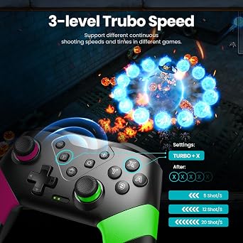 VOYEE Switch Controllers Compatible with Switch/Lite/OLED, Programming Wireless Pro Controller with Motion Control, Vibration, Wake-up, Turbo, Screenshot