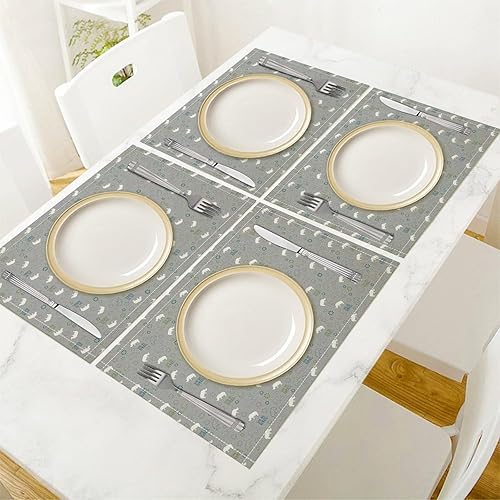 Miniatura 4 de Save Our Rhinos Home Linen Placemats Heat Resistant Dining Table Plate Mats for Halloween Thanksgiving Christmas Party