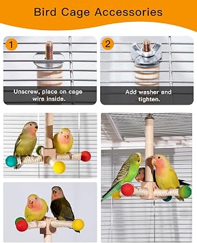 Bird Perch Toy, 360 Rotating Parrot Perch, Interactive Spinning Bird Cage Toy for Budgies, Cockatiels, Lovebirds, Parakeets and Small to Medium Birds