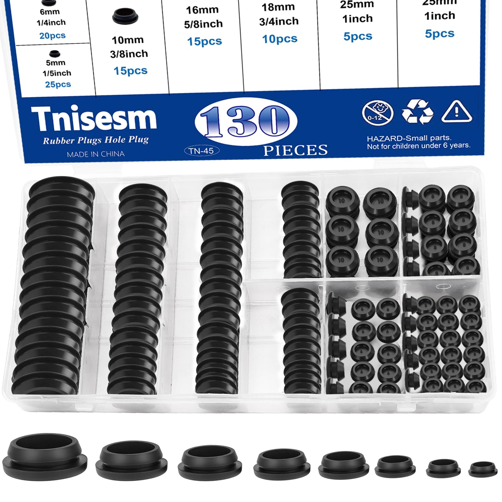 Bouchons pour trous ronds Tnisesm en caoutchouc de 2,5 cm à 0,6 cm pour mobilier