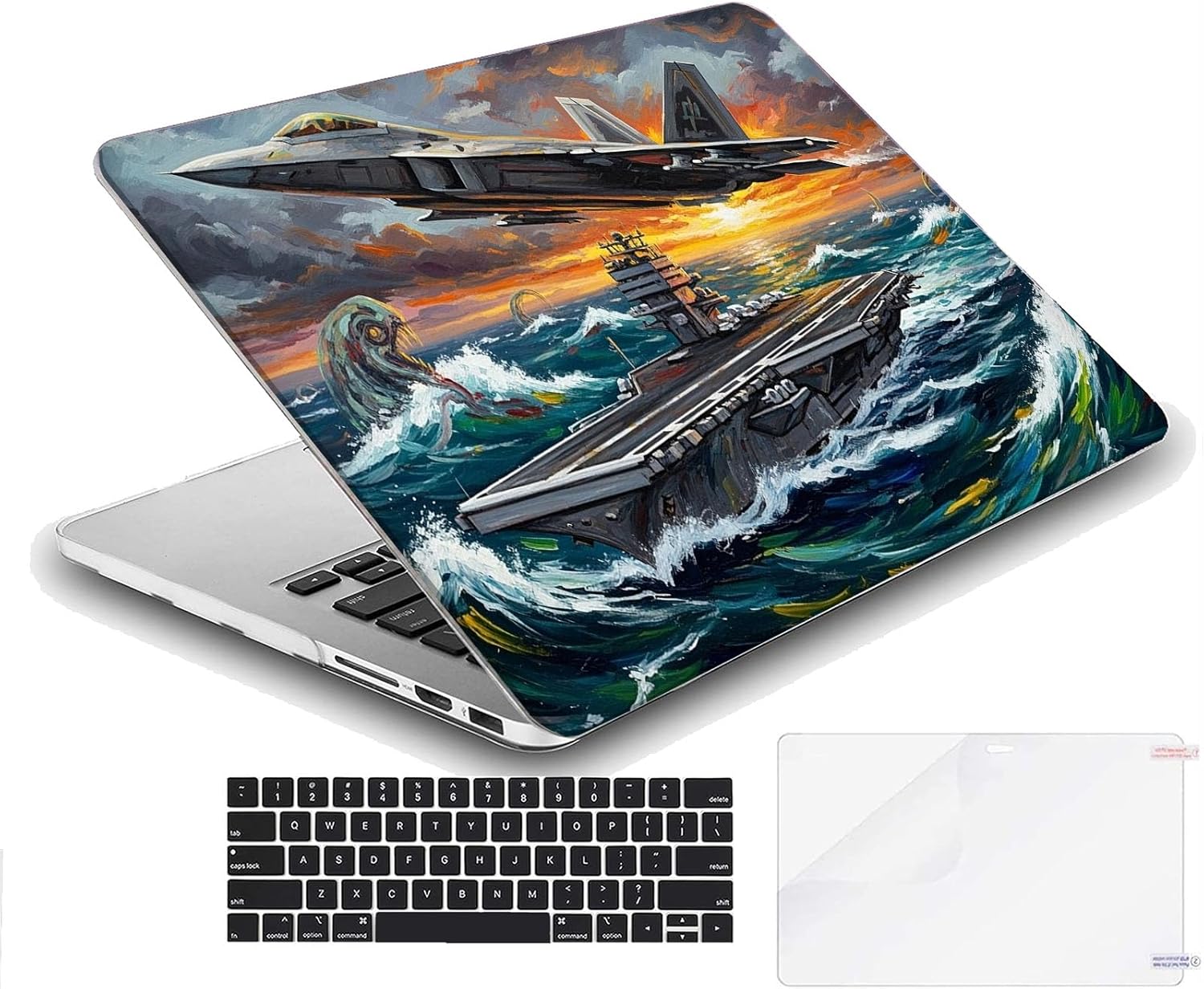 Compatible with MacBook Neo 13-inch, Hard Shell Case with Keyboard Cover and Screen Protector (A3404 A18 Pro chip, 2026 Release) - Fighter Jet MC21050