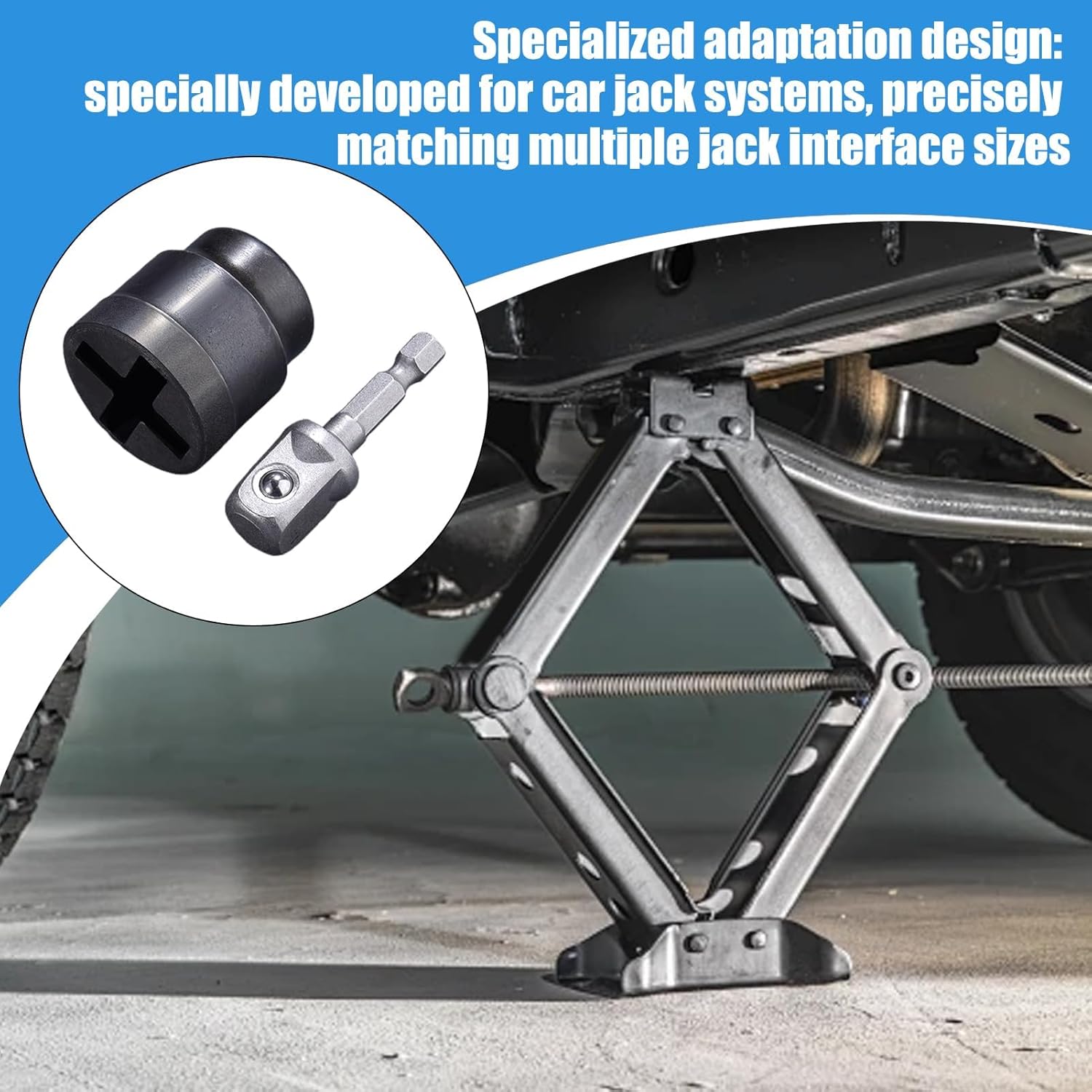 Auto Jack Power Socket Adapter for Scissor Jacks, Compact & Portable Car Lift Accessory with Anti-Slip Design, 150g, Fit Workshop & Garage for RV, Trailer, Car Maintenance