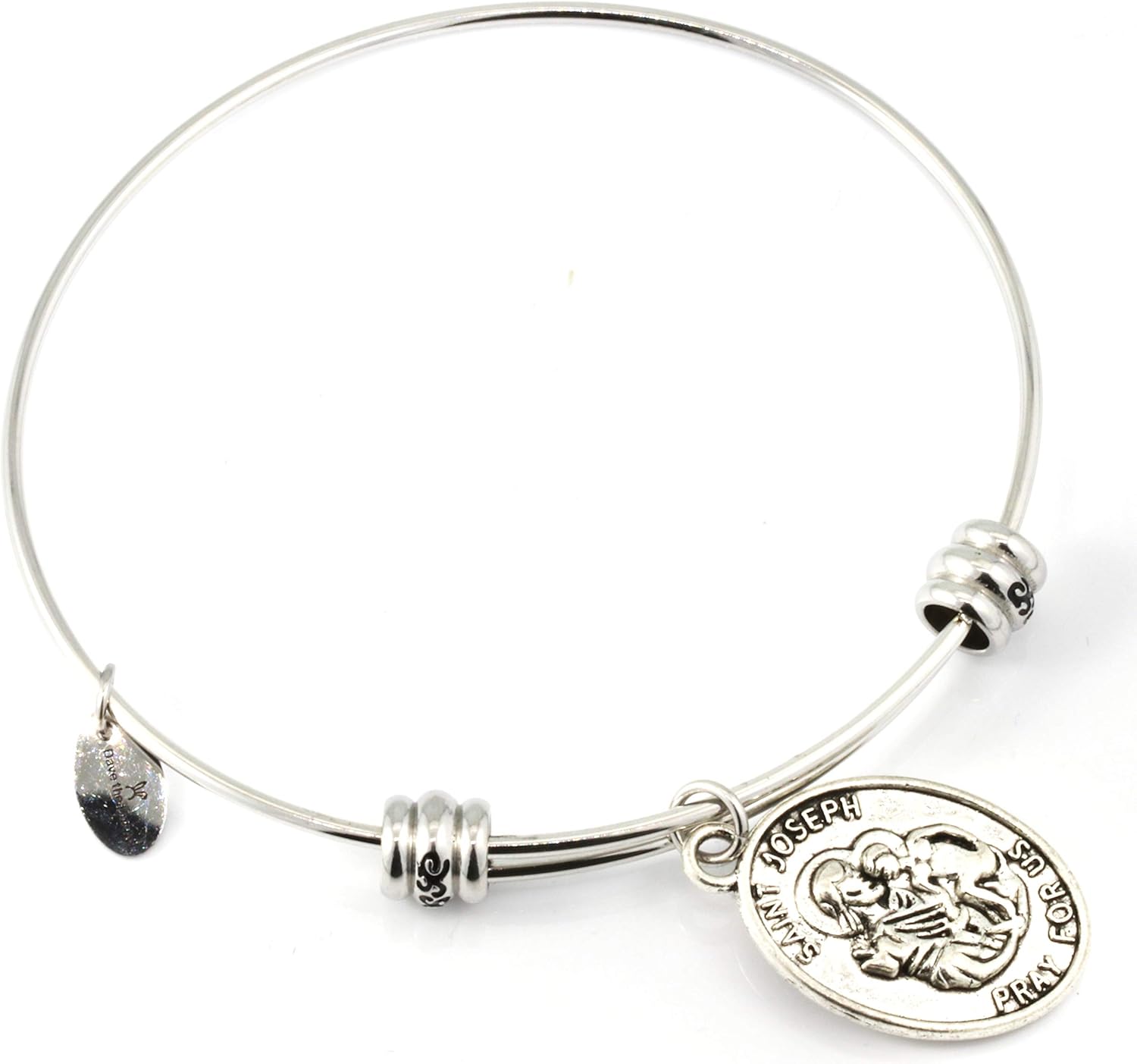 Dave The Bunny St Joseph Medal | St Joseph Bracelet Bangle makes Great Saint Joseph Jewelry for Men or Women