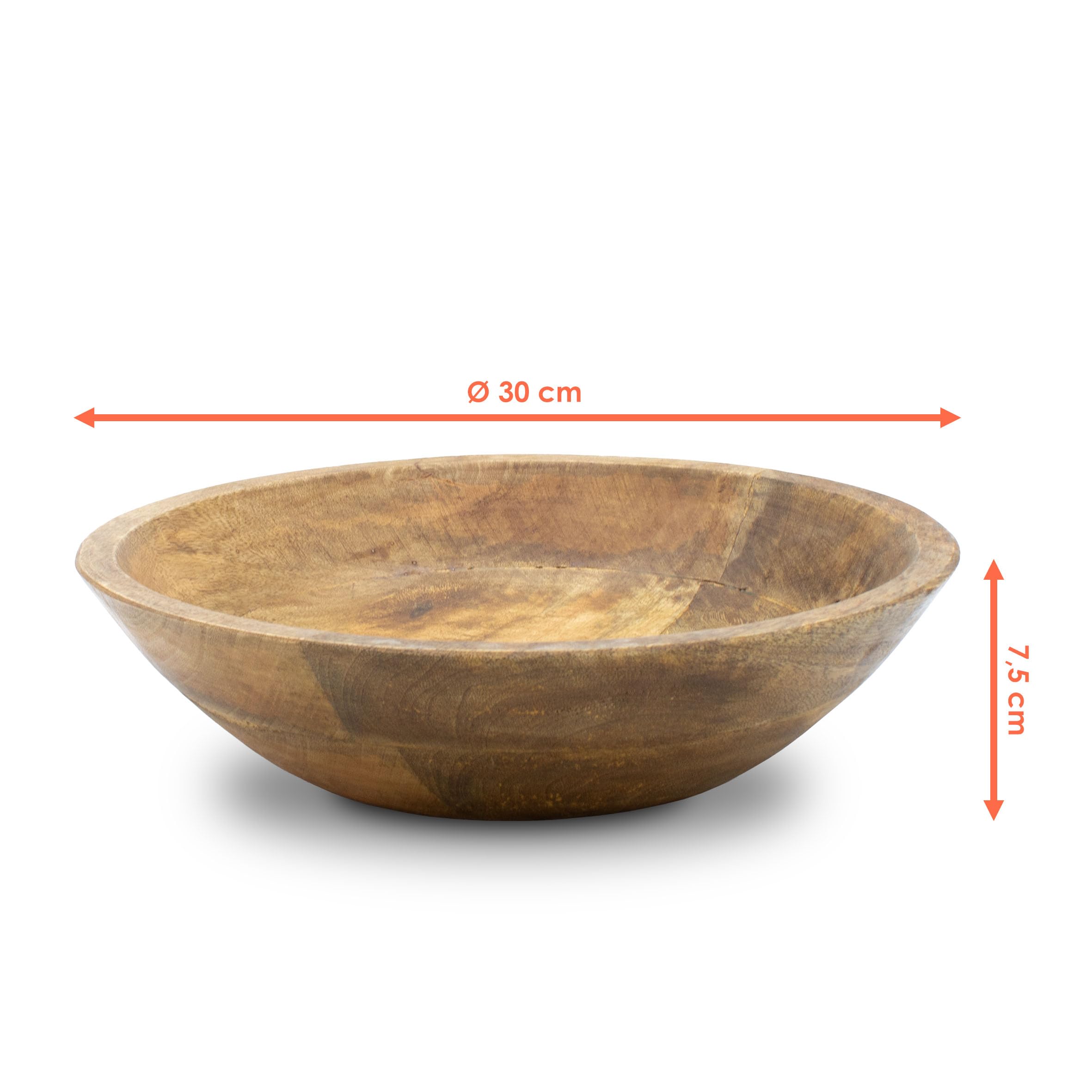 Spetebo Mango - Ciotola rotonda per alimenti, Ø 30 cm, in legno naturale, ciotola da portata, decorazione da tavolo, per piccoli oggetti