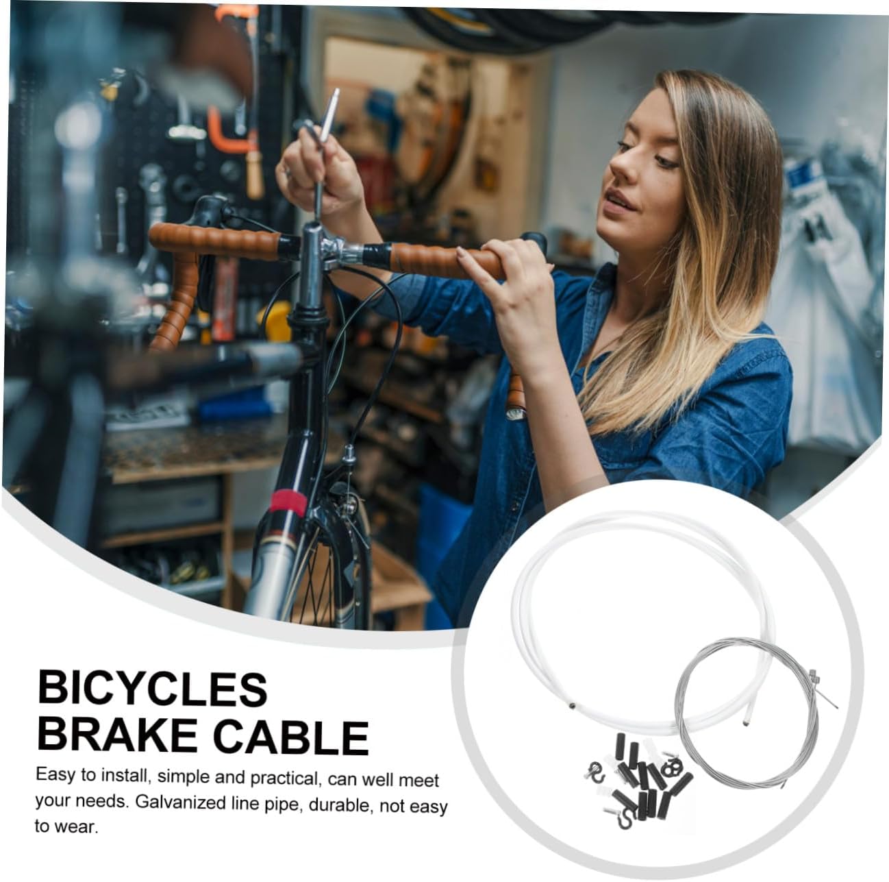 BESTonZON 2Sets Bike Brake Cable Housing Kit Durable Replacement Brake Cables for Mountain Road Bikes Lightweight Weather Resistant Bike Accessories