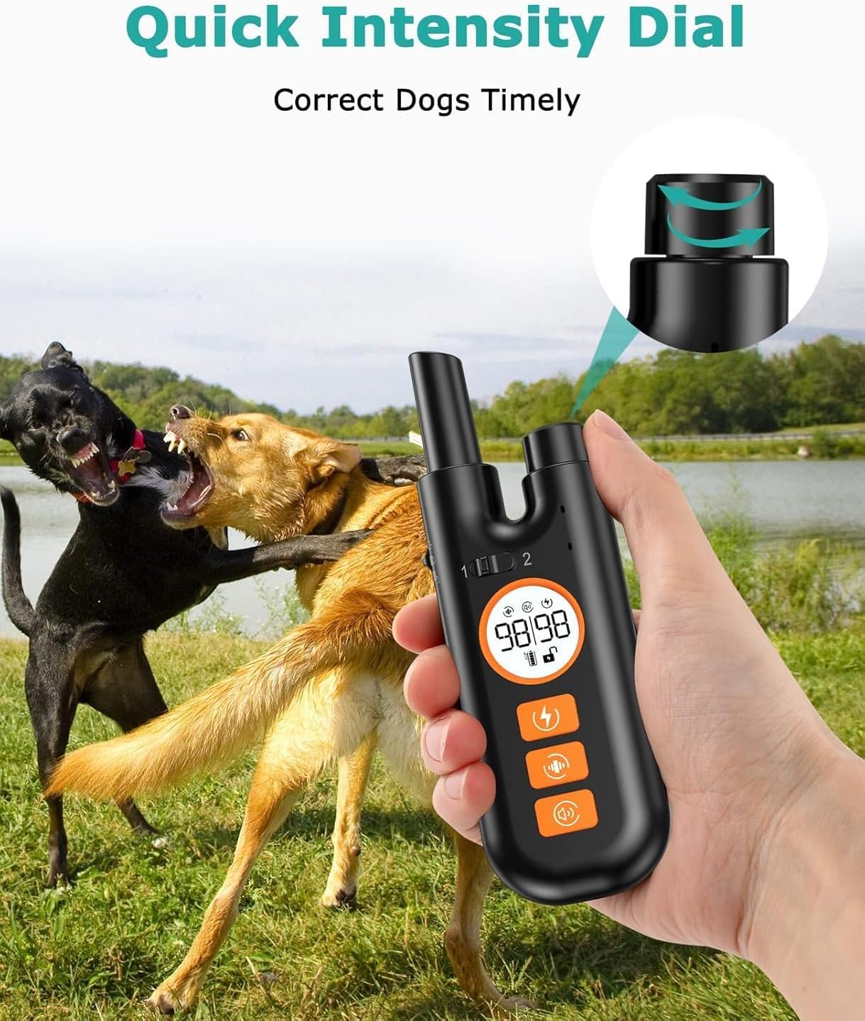 Metal Dog Training Collar with Remote,1300Ft Range, Waterproof & Rechargeable Electric Shock Collar with 3 Training Modes, Security Lock – Adjustable for Large & Small Dogs, 22.86cm, W 3.56cm, Black