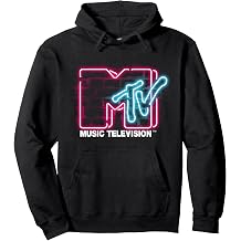 MTV Logo Luminous Sign Wall Decor Pink Blue Lights MTV Pullover Hoodie