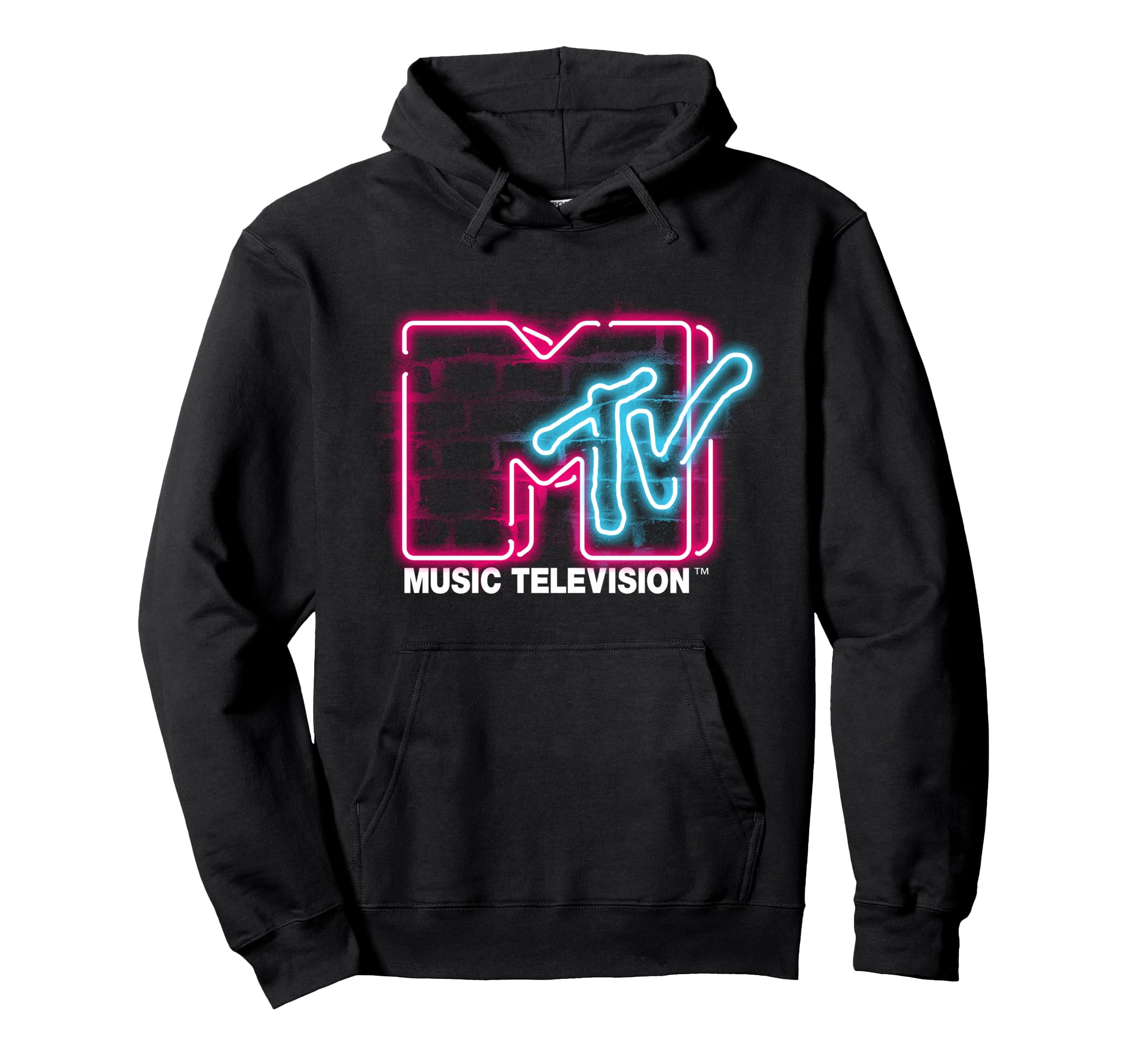 MTV Logo Luminous Sign Wall Decor Pink Blue Lights MTV Pullover Hoodie