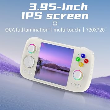 ANBERNIC RG Cube Retro Handheld Game Console, 3.95-Inch IPS, T820 White