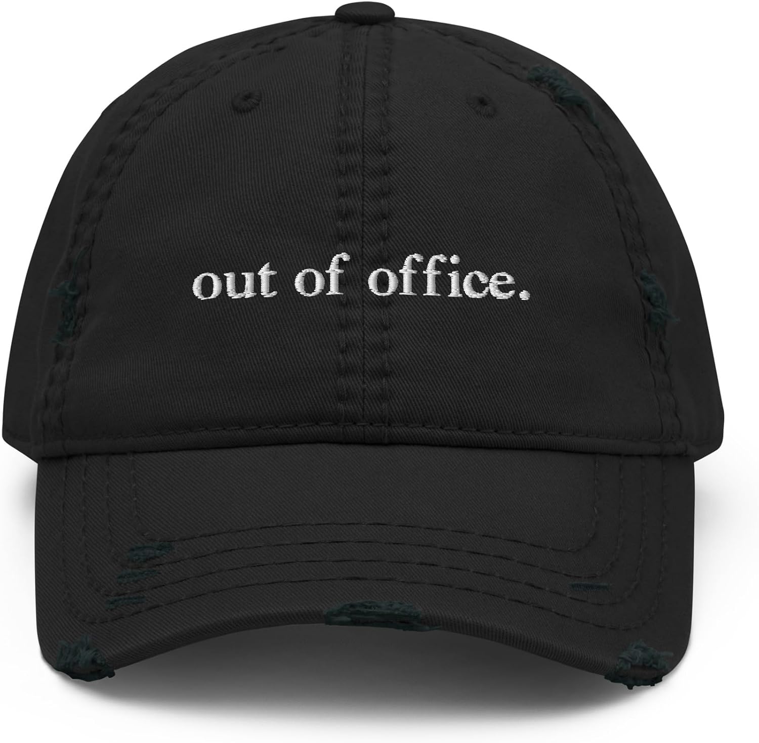 Out of Office Distressed Dad Hat Fun Vacation No Work Clothing Hats