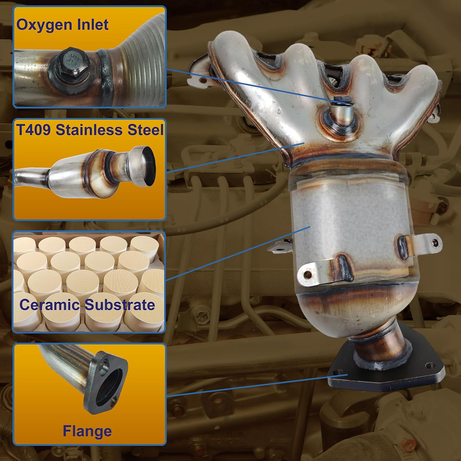 Catalytic Converter Compatible with 2009 2010 2011 Chevrolet Aveo/Aveo5, 2009 2010 Pontiac G3 1.6L l4 High Flow Catalytic Convertor (EPA Compliant)