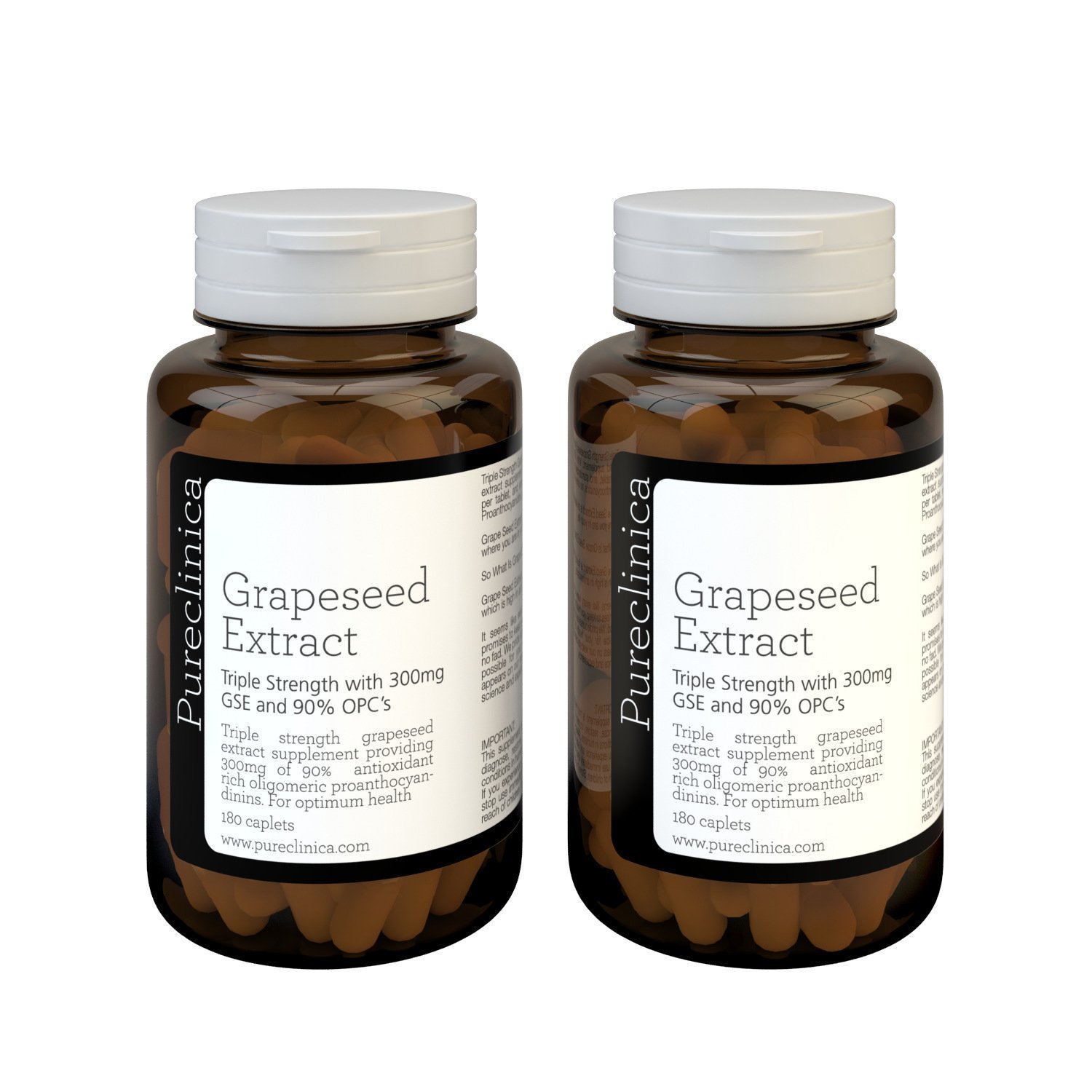 pureclinica Grape Seed Extract - 300mg x 360 Tablets - 90% Oligomeric Proanthocyanidins. Don't Settle for The Much Weaker 50% OPC or 100mg Tablets. SKU: GSE3x2