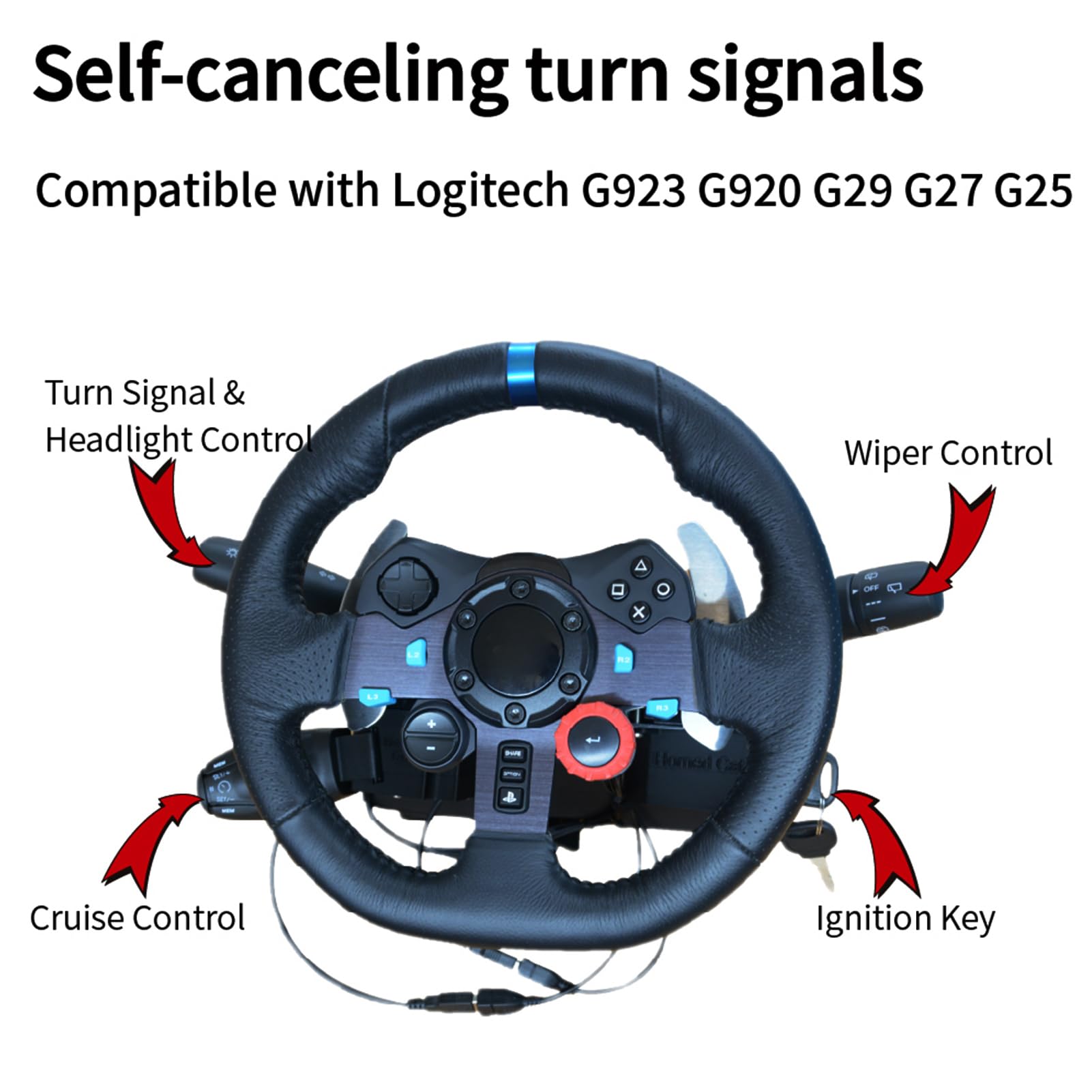 Adapter Drehsignal Lichtwischer Schalter für Logitech G29 G27 G920 G923 Lenkrad Automatischer Rebound Cruise Control Zündschlüssel