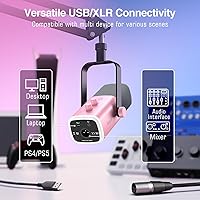 Vista 3 de FIFINE XLR Gaming Microphone USB, PC Dynamic Microphone Kit for Vocal, Recording, Podcast, Streaming RGB Mic with Headphone Jack, Mute Button, Boom