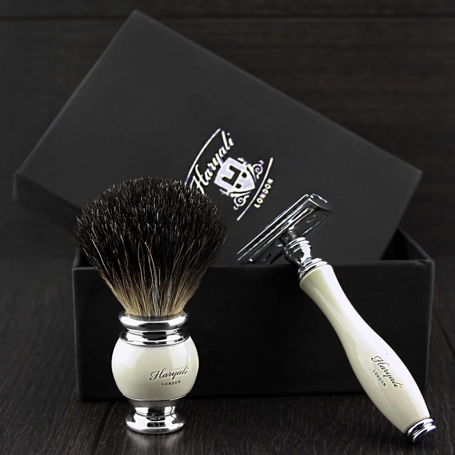 Vintage Replaceable Blade Safety Razor Badger Shaving Brush Gift Set-KIT