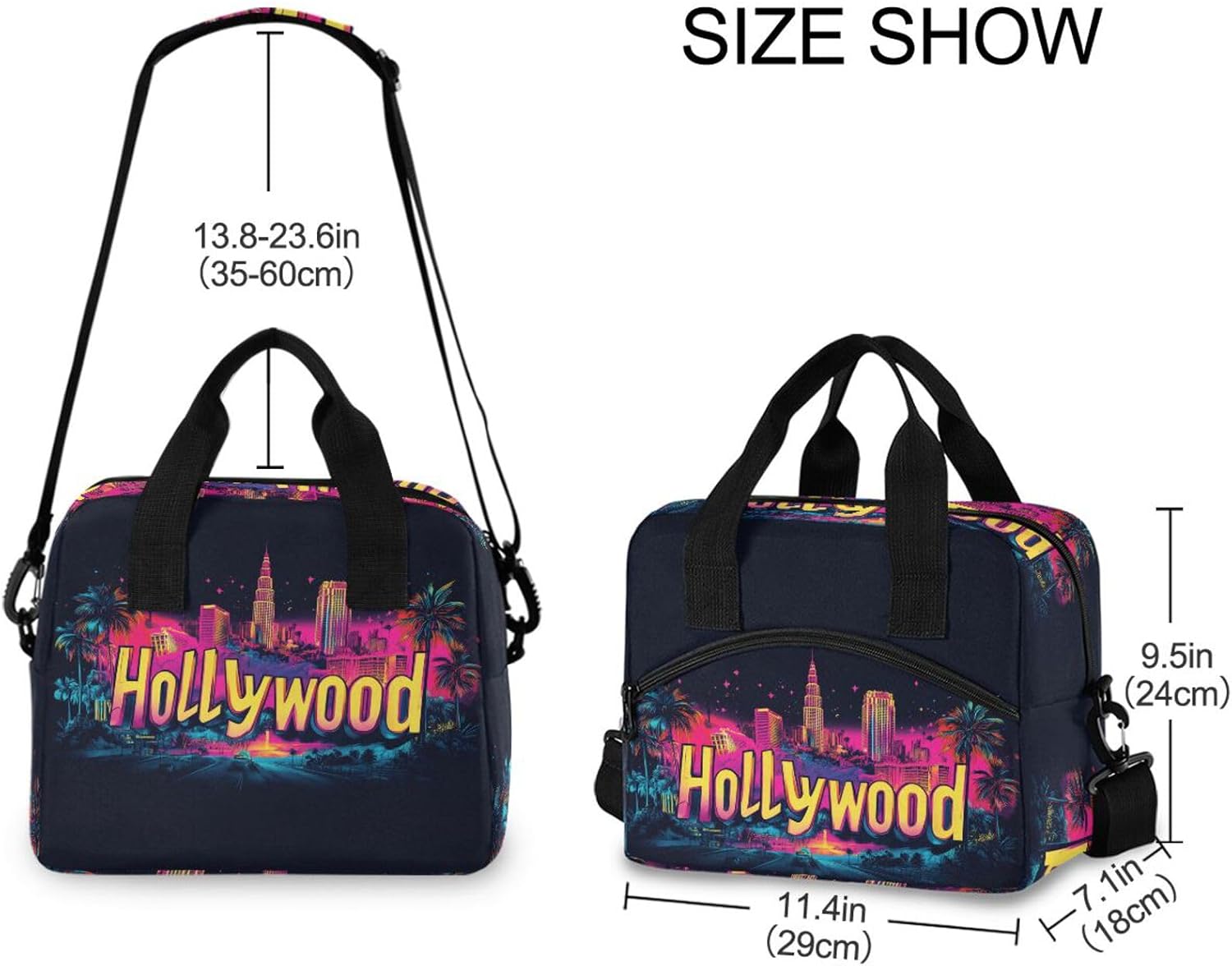 JIPONI Hollywood Insulated Lunch Bag for Women Men Tote Cooler Lunchbag with Adjustable Shoulder Strap for Work Picnic Hiking Beach image 3