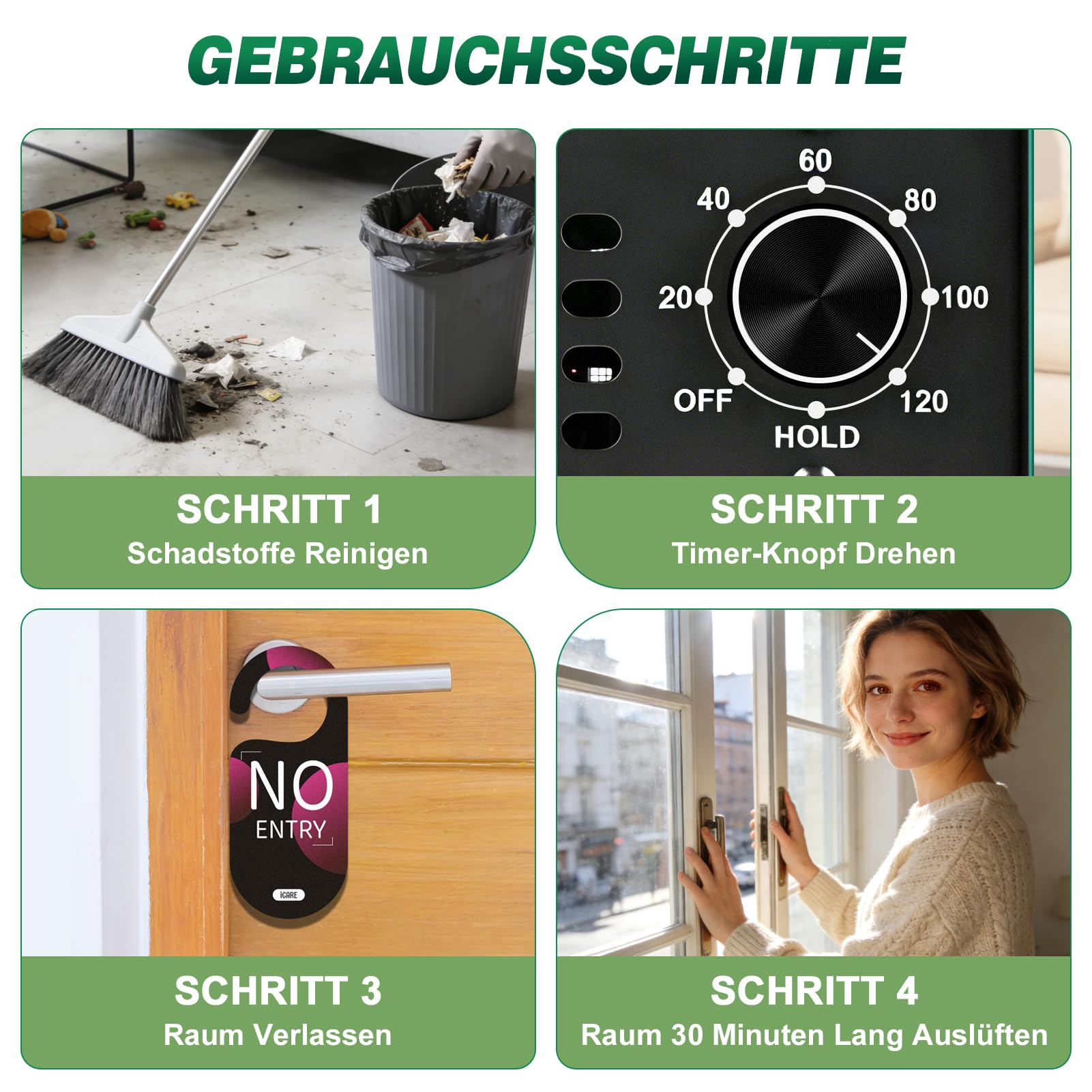 Ozongenerator 30000mg/h, Ozonisator Industrieller Ozongerät O3 Ozon Luftreiniger mit 120 Min Timer für 300㎡ Geruchskiller Geruchsneutralisierer für Auto Garagen Wohnung Hotels Küche Haustiere Gerüche