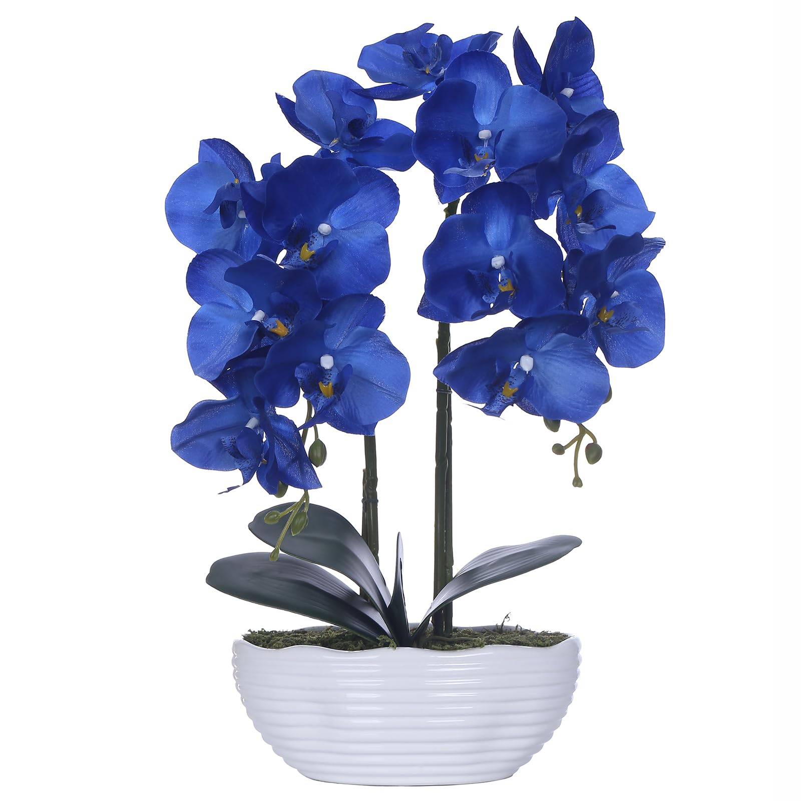 YSZL Large Artificial Potted Orchid Plant Navy Blue