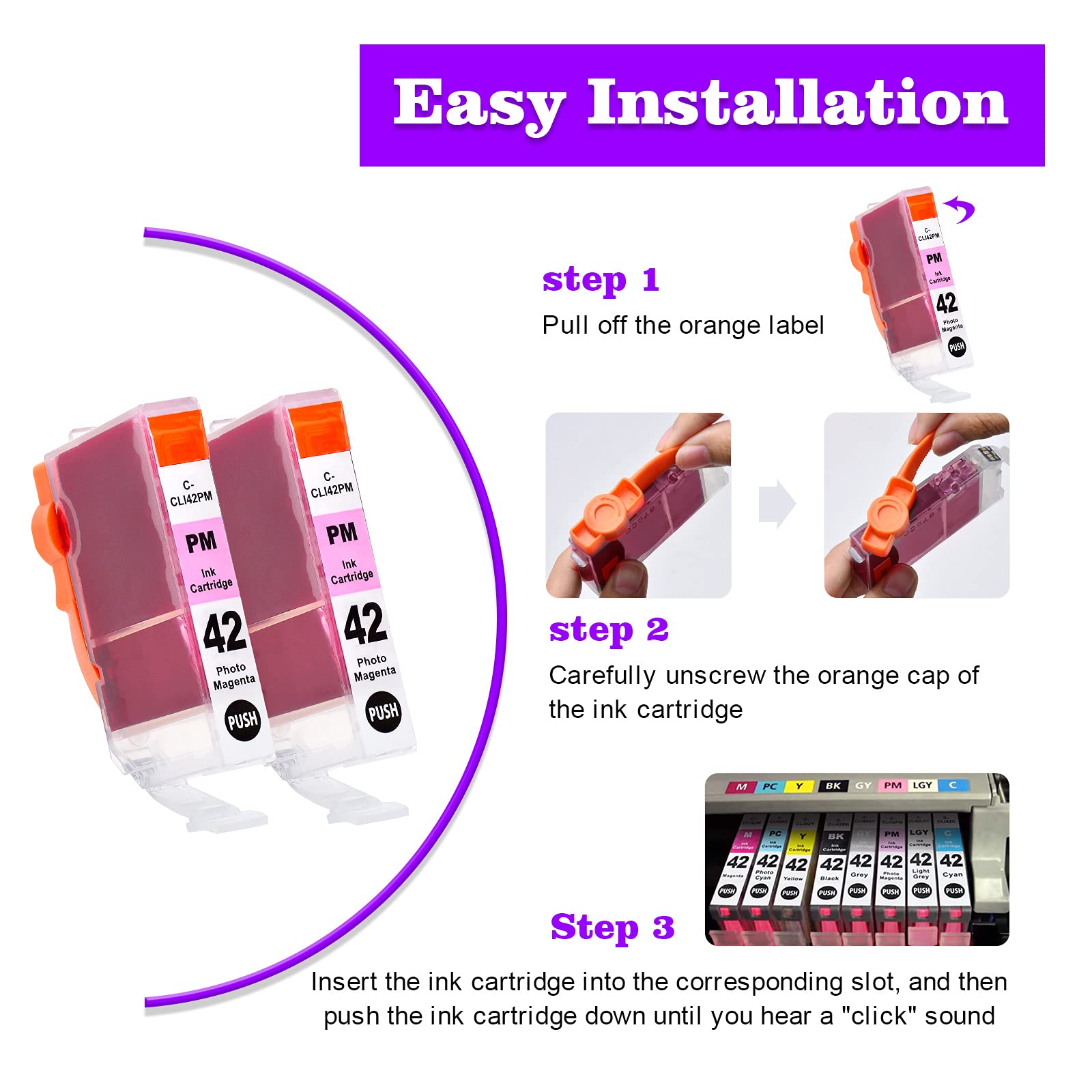 16-Pack Cartlee Ink Cartridges Replacement For Canon CLI-42 PIXMA PRO-100 Printer