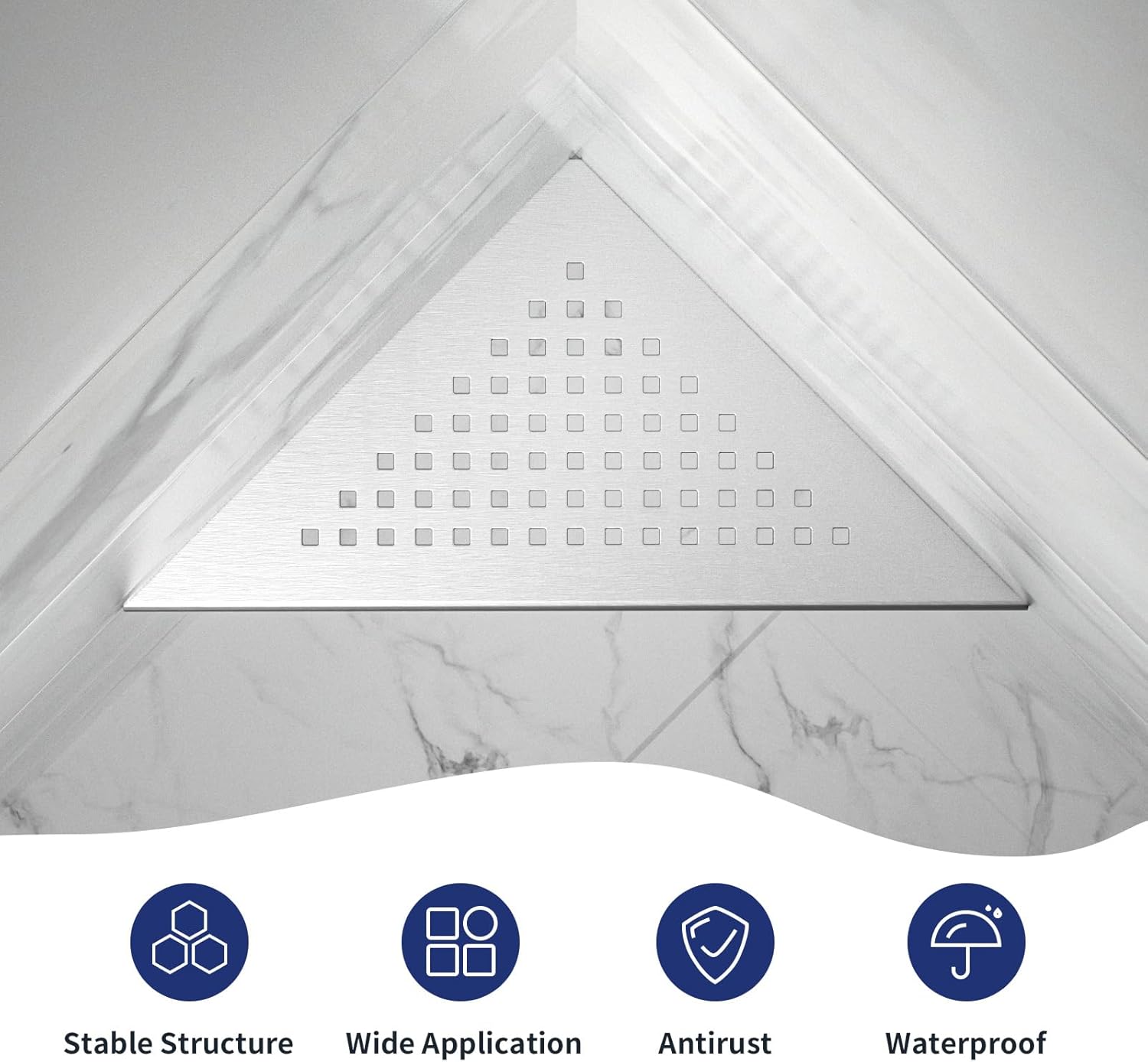 8'' Corner Shower Shelf 2 Pack, 304 Stainless Steel Grout in Shelves for Tiled Wall, Recessed Bathroom Shelf Rack (8'', Silver)