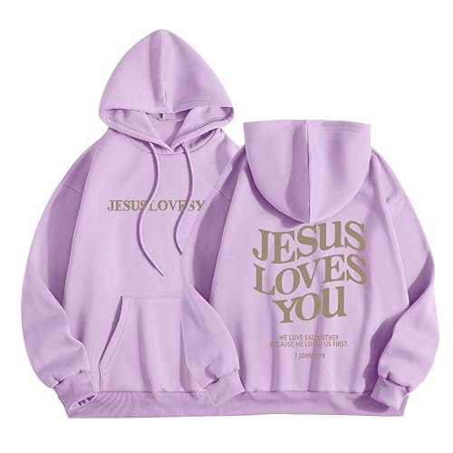 Jesus Loves You Hoodie Womens Christian Sweatshirt Casual Long Sleeve