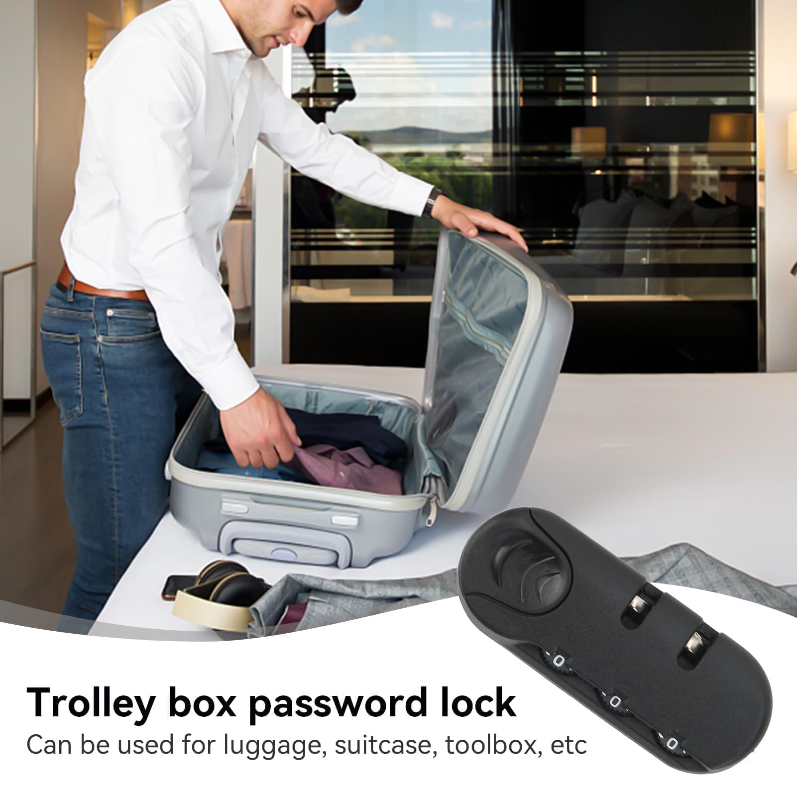 Lucchetto A Combinazione 3 Cifre Per Valigie - Nero, 8x3x5.5cm, Per Bagagli E Cassette - Foto 9