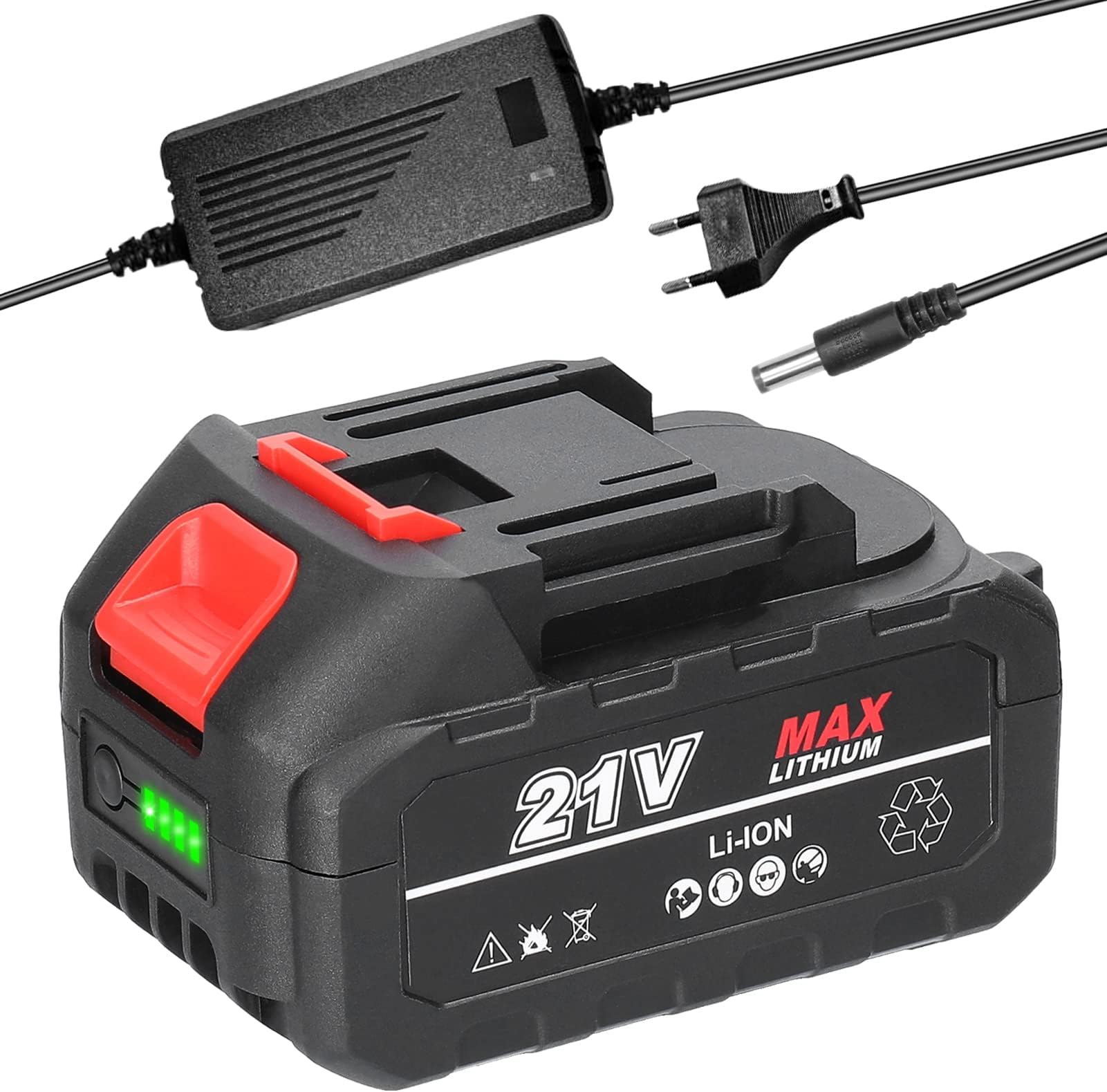 Vislone Batterie au Lithium Rechargeable 21 V et Adaptateur de Batterie ...