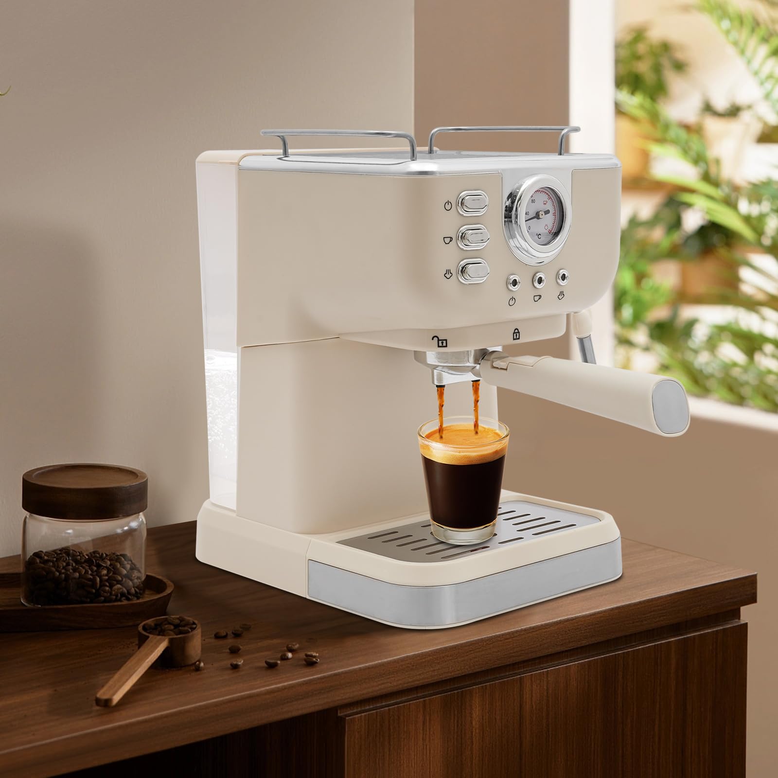 Macchina per caffè espresso 20 bar, macchina da caffè piccola, macinacaffè e macchina per caffè e caffè, porta setaccio per cappuccino, latte, riscaldamento rapido, acciaio inox