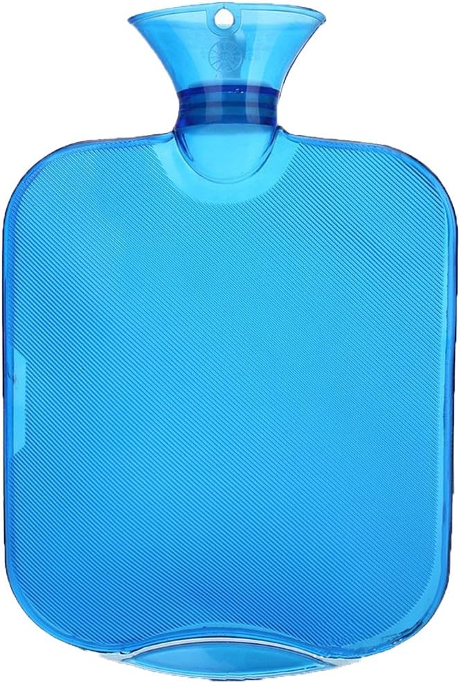 Alterion 2-Liter Hot Water Bottle w/Knit Cover Ease Aches and Pains, Aid Comfort & Sleep, Soothe Children | Hot Water Bottle Large Size, Light Blue Bottle + Royal Blue Knitted Cover