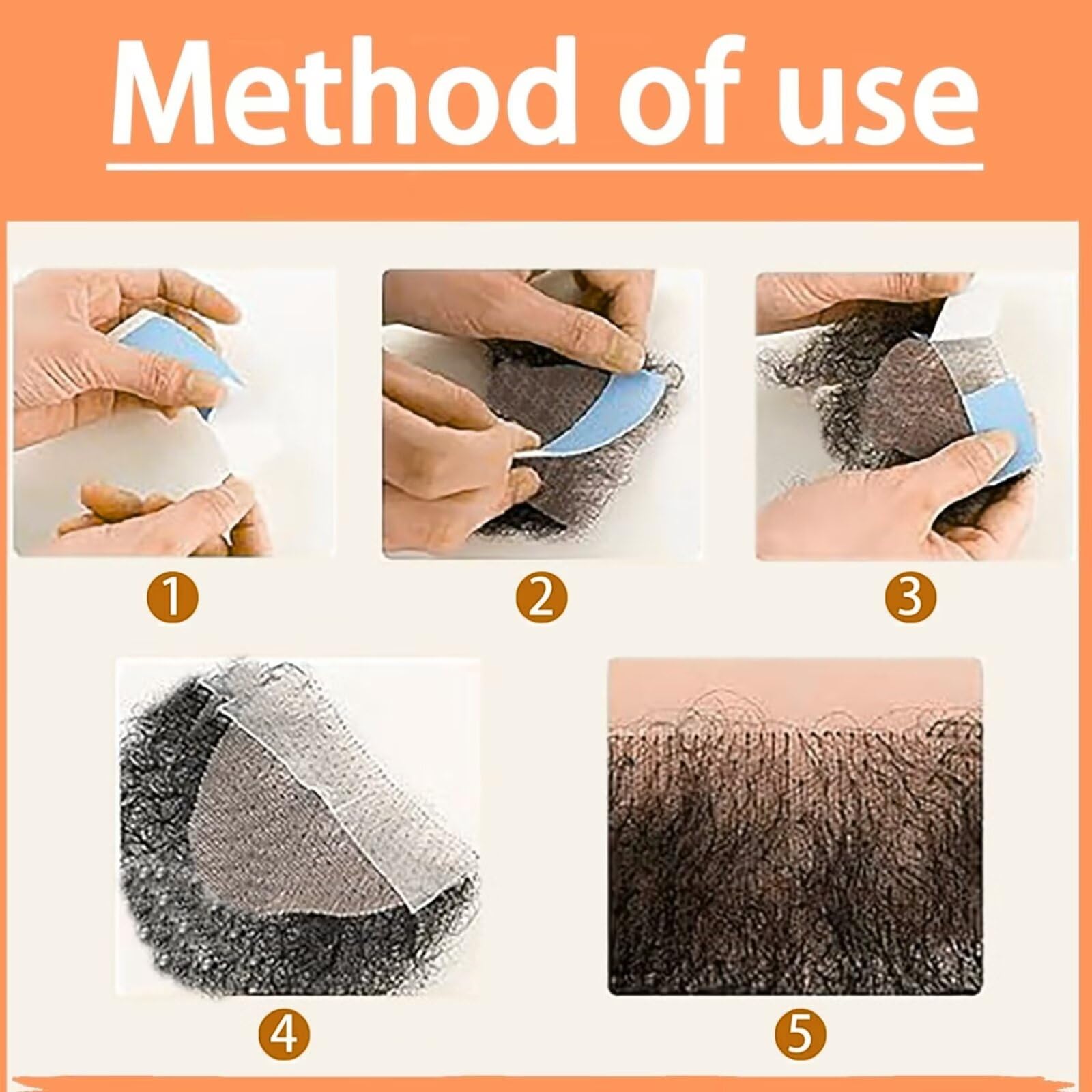 Braune künstliche Brusthaare, Körperhaare, die dem Haar mehr Volumen verleihen und die Männlichkeit steigern. Handgefertigter gefälschter, realistischer Brusthaar-Schnurrbart voller Spitze