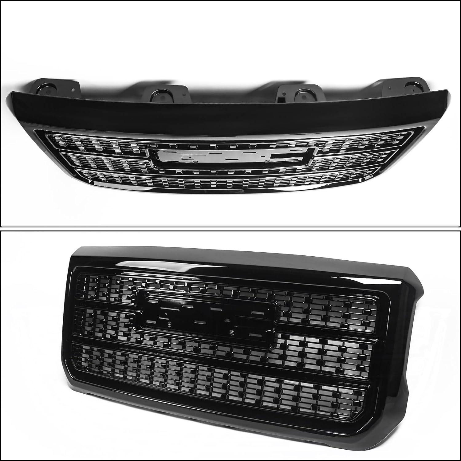 Grille Compatible with GMC Sierra 2500HD 3500HD 2015 2016 2017 2018 2019 Hood Mesh Front Bumper Upper Grill 84542600 Black