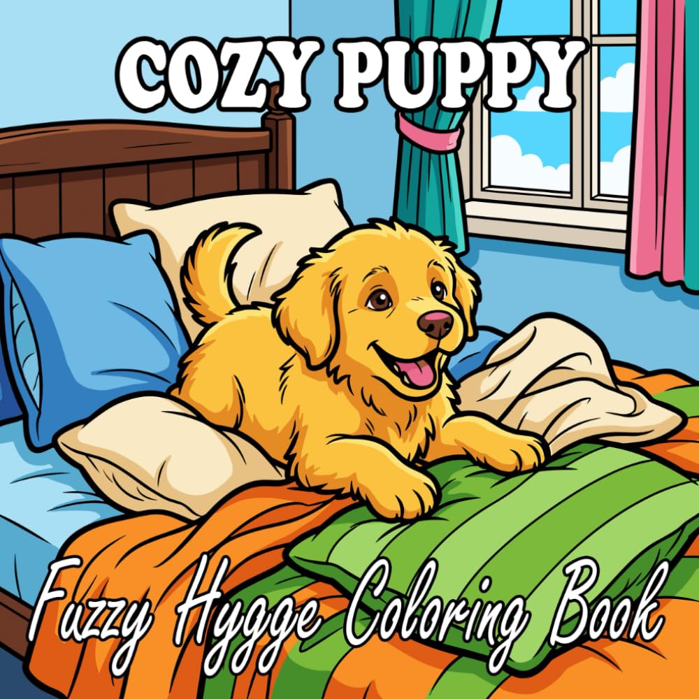 Puppy Coloring Book: Cute and Relaxing Puppy Scenes for Kids and Adults