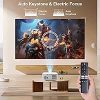 Vista 6 de [Licencia N+] Proyector inteligente con aplicaciones integradas, Wifi Bluetooth, 1080P Native 4K Mini proyector, 400 lúmenes ANSI, Keystone Gris