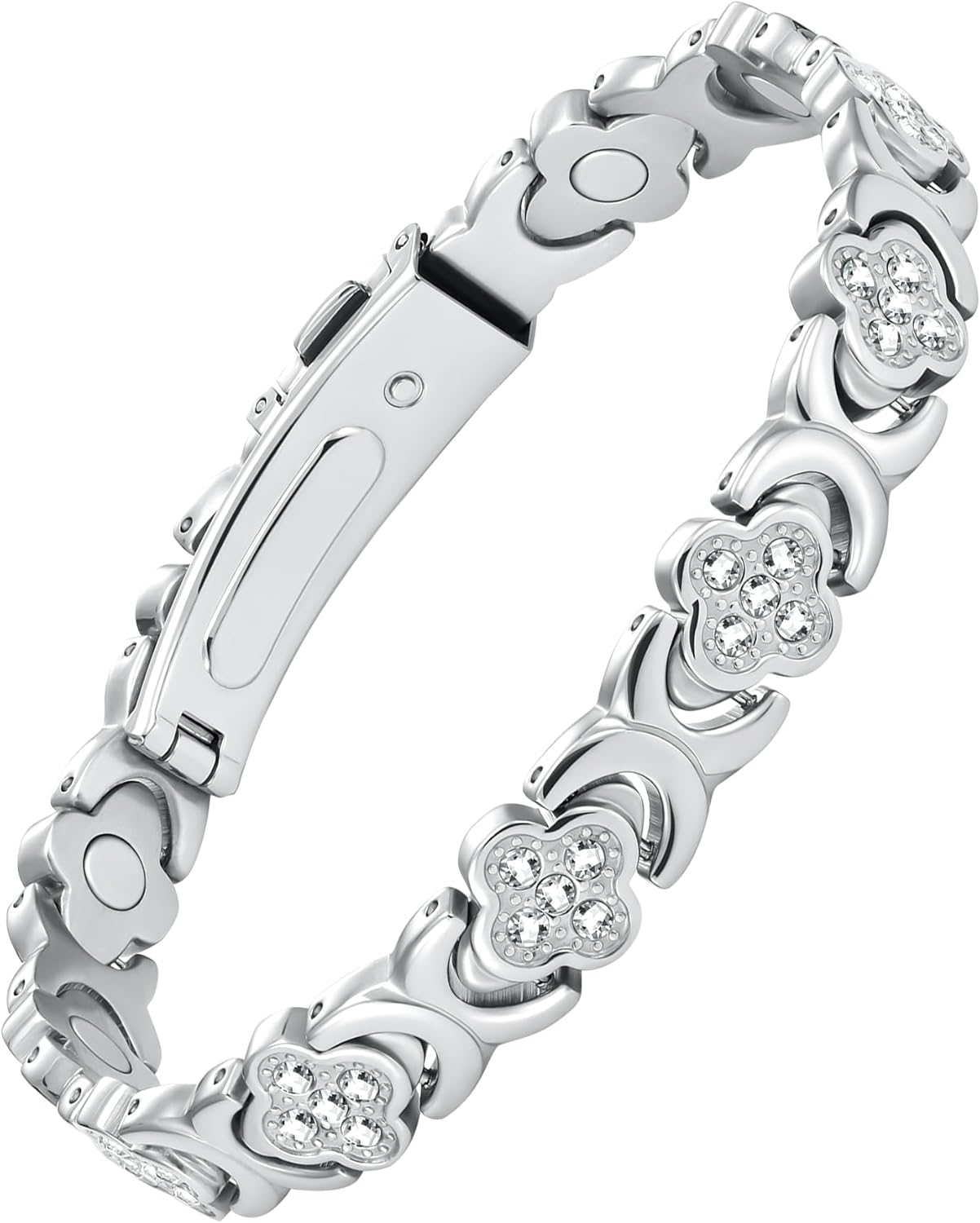 Feraco Magnetic Bracelets for Women with 3800 Gauss Effective Magnets, Stainless Steel Bracelet with Sparkling Zirconia, Infinite Symbol