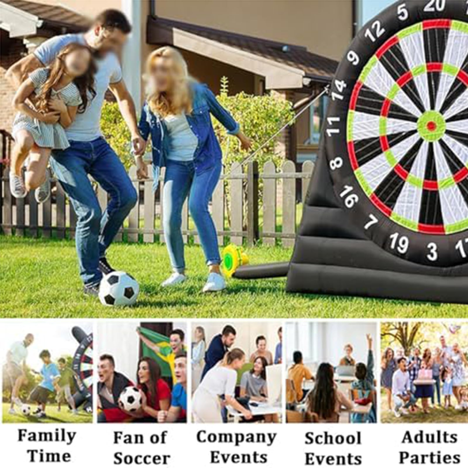 Generisch Riesige Aufblasbare Fußball-Dartscheibe Für Den Außenbereich Große Kick-Football-Zielscheibe Aufblasbares Fußballfeld Spiele Für Draußen Mit 8 Stück Klebrigem Fußball