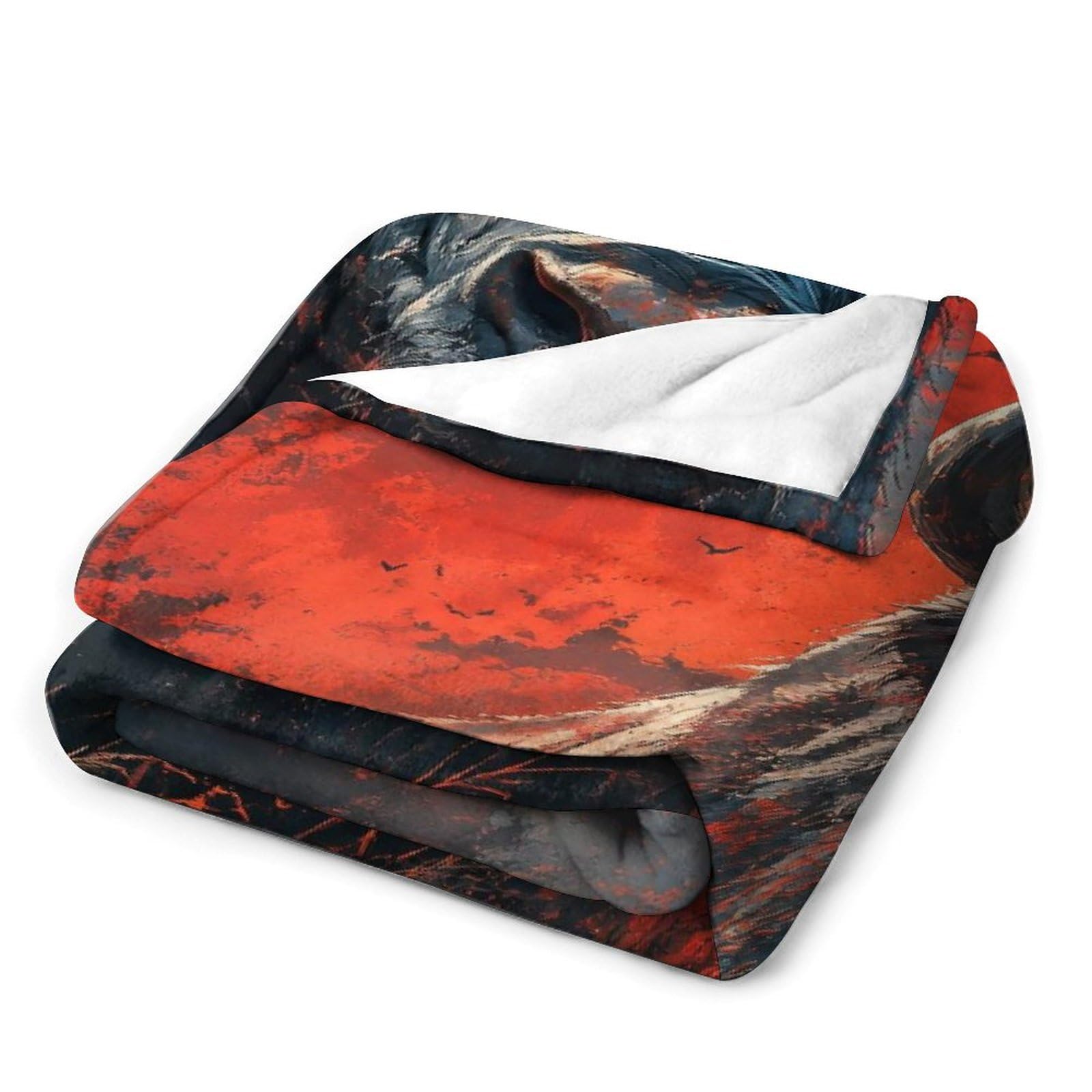 Dramatic Buffalo Portrait with Red Accents Kuscheldecke für Zuhause