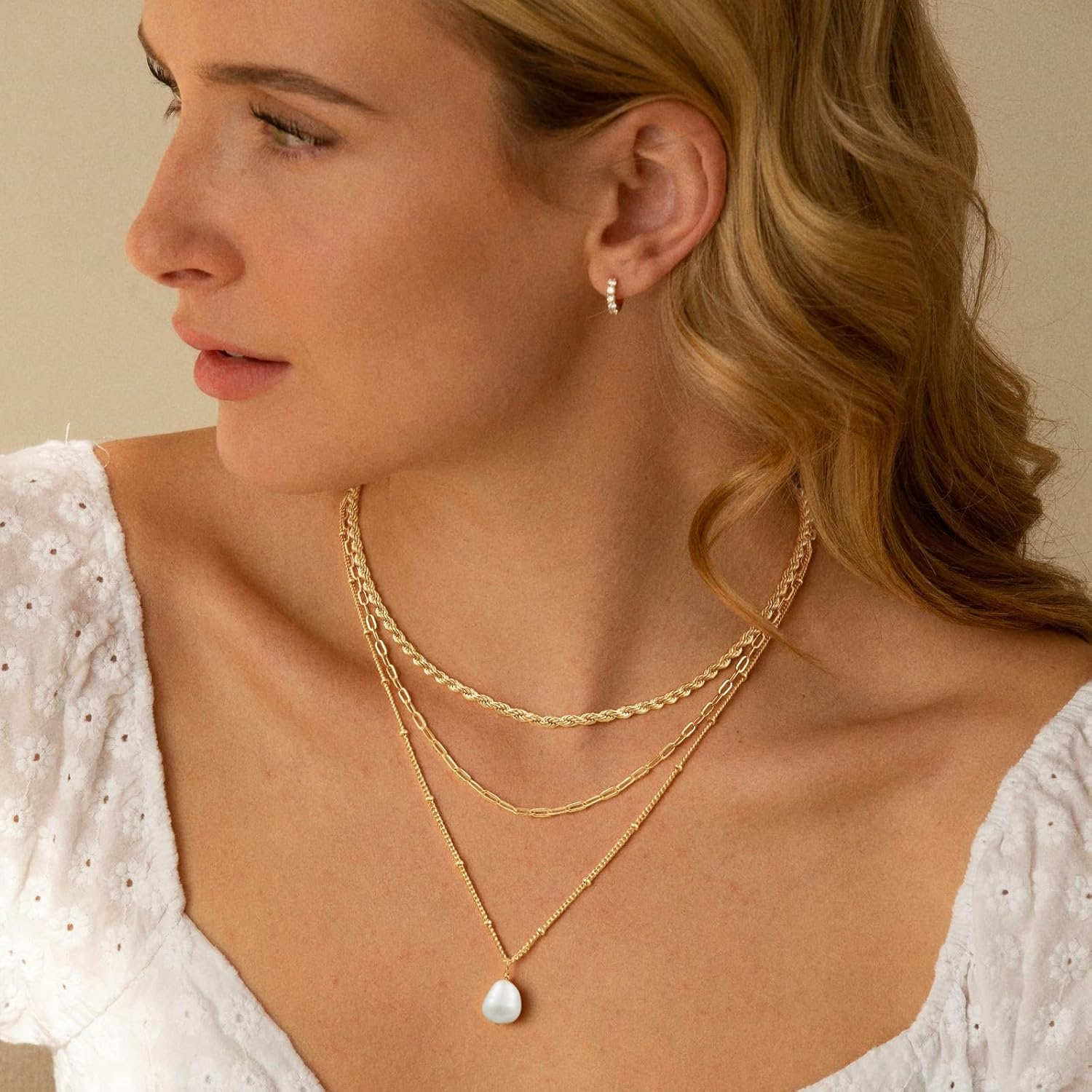 Layered Gold Necklace for Women Trendy,14K Gold Plated Dainty Stackable Cuban Link Herringbone Paperclip Chain Diamond/Coin/Cross/Tag/Mobius Pendant Necklace Set Fashion Jewelry Christmas Gifts - Image 2