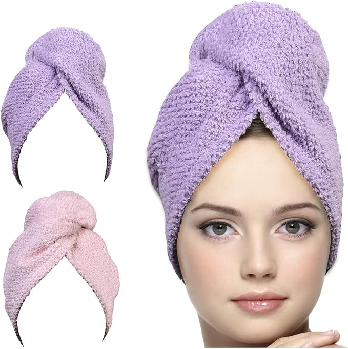 KEEPOZ Hair Towel Wrap Quick Dry 100 Cotton Super
